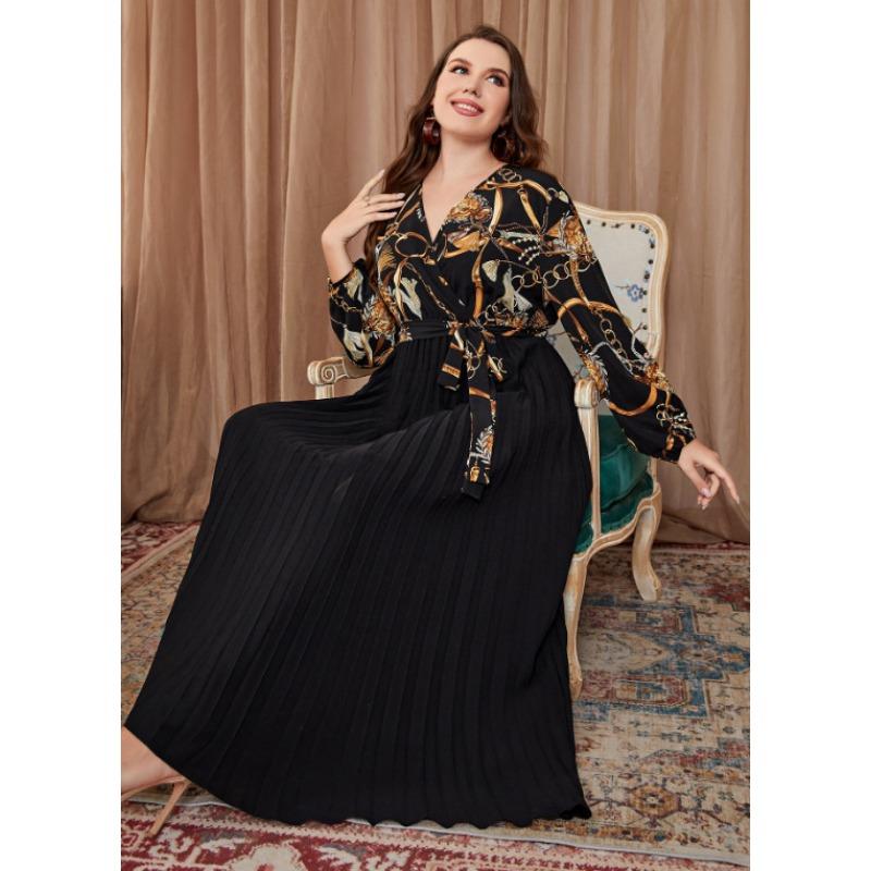 Temperament Colour Blocking Plus Size Women's Temperament Dress