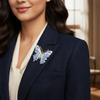 Enamel Big Flower Butterfly Brooches Rhinestone Enamel Lapel Pin Cloisonne Butterfly Badge  Lady