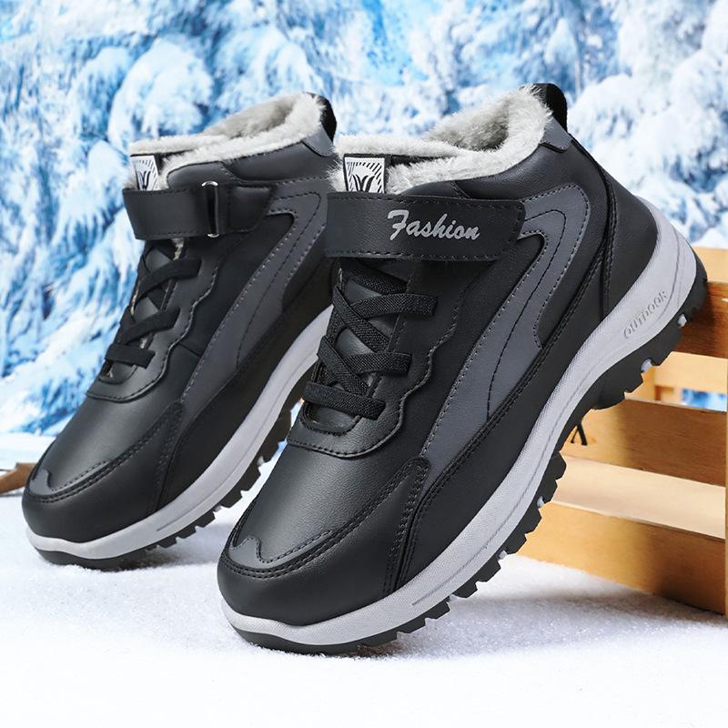 Мужские повседневные зимние теплые кроссовки с подкладкой из искусственного меха, короткие ботинки, нескользящие, для тренировок, ходьбы, для мужчин, удобные ботинки на шнуровке для снегоходов
