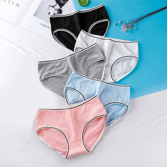 Cute Girls Solid Color Low Waist Slim Panties Breathable Cotton Underwear Briefs