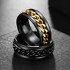 Rotate Rotating Anxiety Fidget Rings Titanium Stainless Steel Chain Spinner Finger Ring For Men Blue Gold Color Black Punk Rock