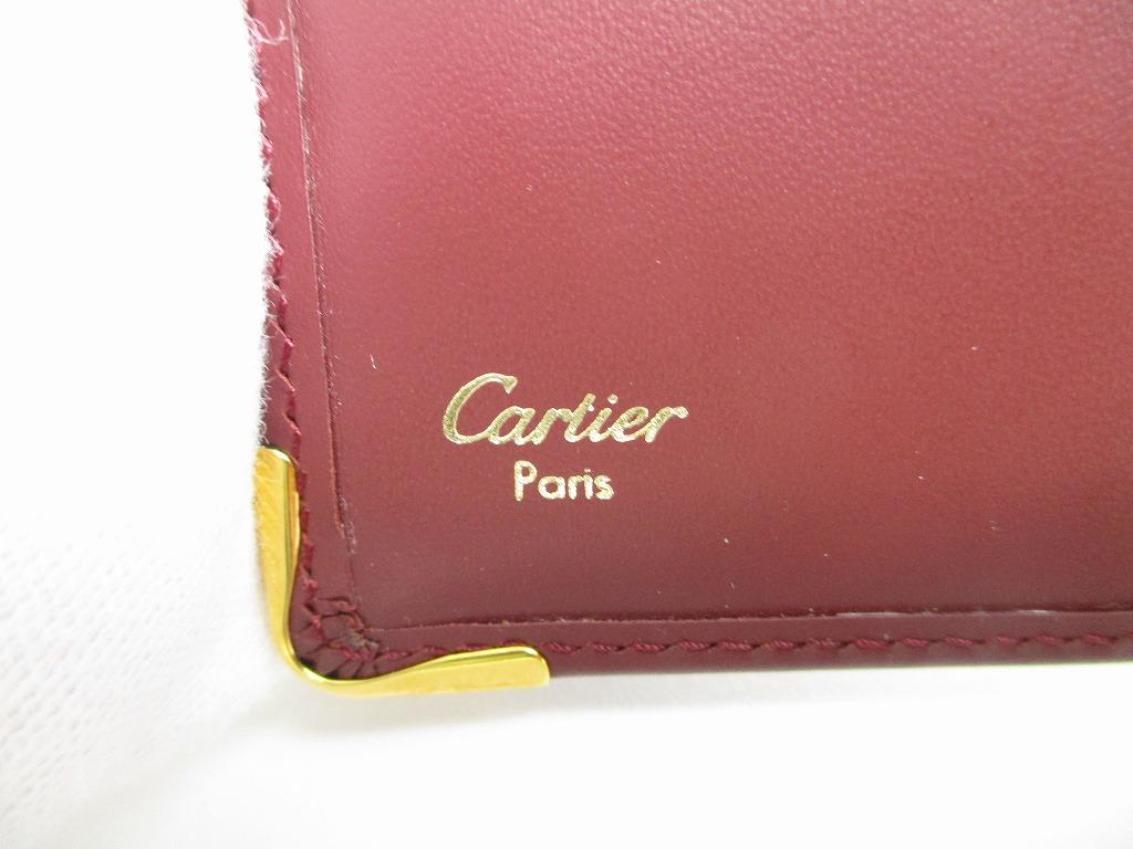 Authentic Cartier Must de Cartier Bordeaux Leather Bifold Bill Wallet Purse #b079  Open box