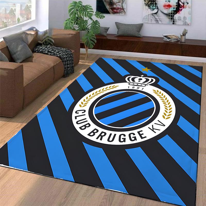 "Club Brugge KV Logo Black Blue Striped Pattern Carpet Rug Design" Suitable for use as an anti-slip for living room bedroom sofas