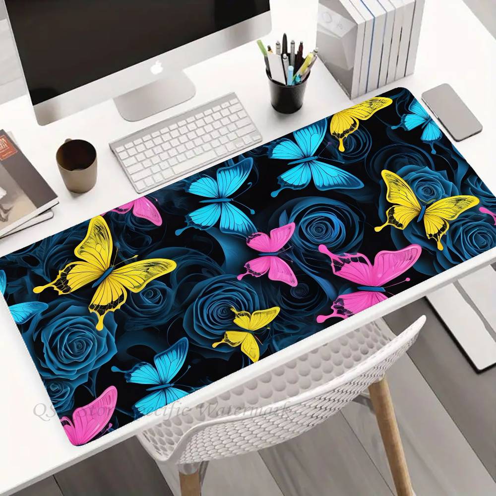 Magical Colorful Butterfly Mousepad Non-slip Suitable For Office Computers Laptops E-sports Game Desk Mats XXL Keyboard