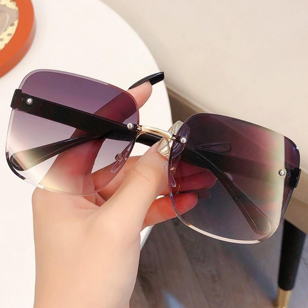Квадратные женские солнцезащитные очки ретро мода без оправы солнцезащитные очки градиент UV400