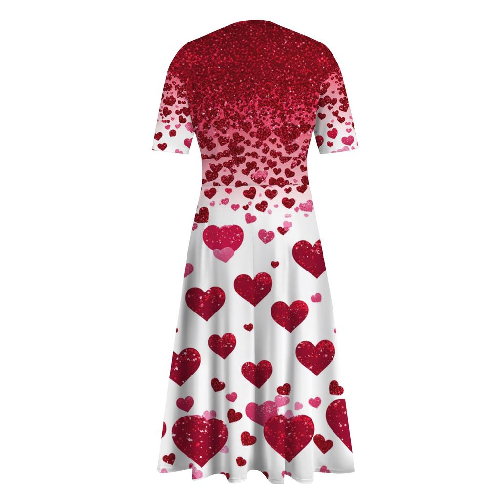 Женское повседневное модное длинное свободное платье с v-образным вырезом и коротким рукавом на талии