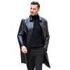 Men's Mid-length Leather Windbreaker Middle-aged and Elderly Leather Coats Business Casual Lapel Men's Leather Coats