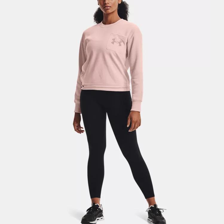 Under Armour Пуловер с капюшоном Rival Mesh на флисовой подкладке и передним карманом, женские толстовки розового цвета 1365847-685
