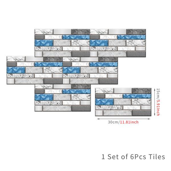 6 шт., маслостойкая наклейка для кирпичной плитки, наклейка на стену для кухни, самоклеющаяся водонепроницаемая наклейка для ванной, обои 15x30 см