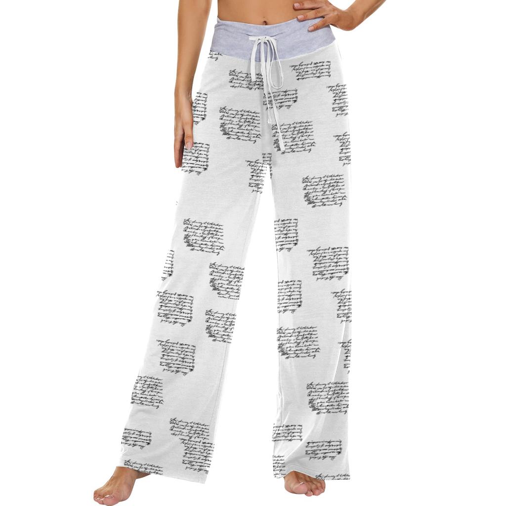 Женские модные повседневные удобные пижамные брюки с принтом и широкими штанинами на шнурке