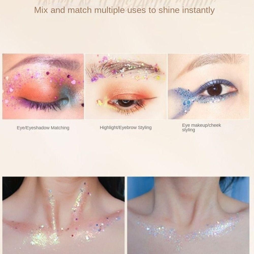 6 шт./набор Гель с блестками для лица, волос, тела, ногтей Мерцающие разноцветные тени для век Блестки Украшения для лица и тела