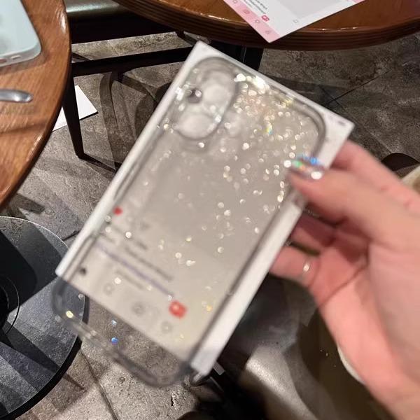 Блестящий прозрачный ультратонкий чехол для iPhone 16 15 14 Pro Max Plus 12 13 16Pro, блестящий прозрачный мягкий ТПУ, противоударный чехол