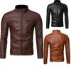 Мужская куртка однотонные кожаные куртки мужские с воротником-стойкой тонкие куртки с несколькими карманами мужские винтажные классические кожаные куртки