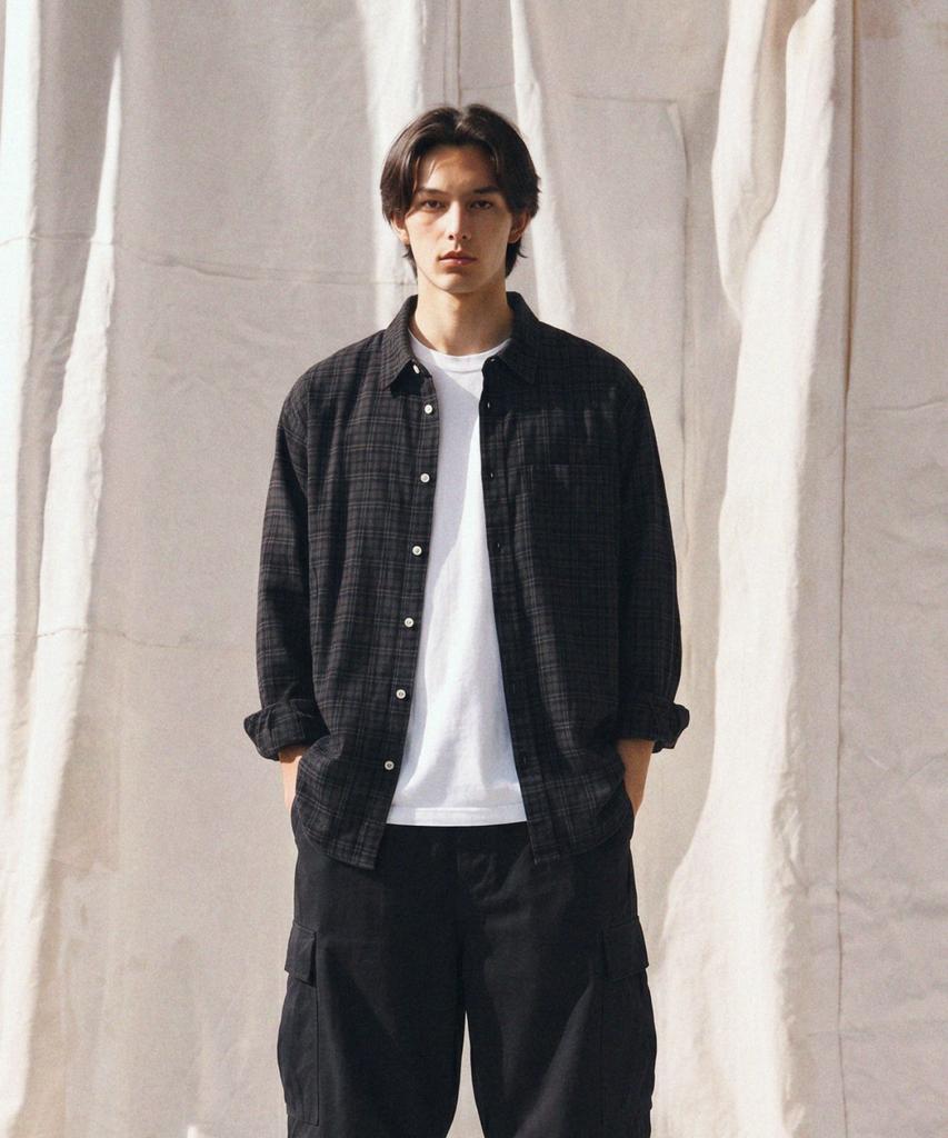 LETTERCOMO City Pop French Check Shirt Smoked Black