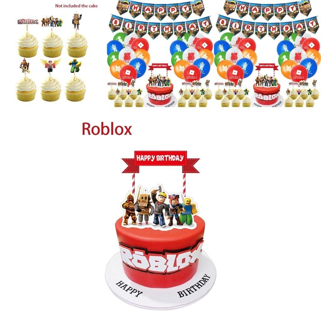 Захватывающие товары для дня рождения в Roblox: потрясающий баннер, воздушные шары и декоративные топперы для торта