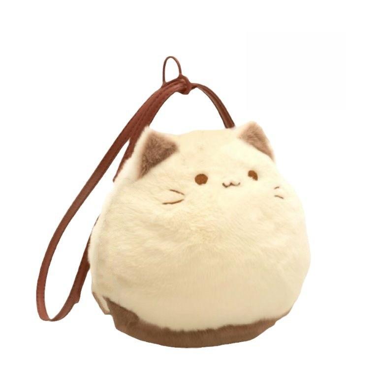 Милая плюшевая маленькая сумка для кошек, сумка-через плечо с изображением мультяшной пушистой куклы