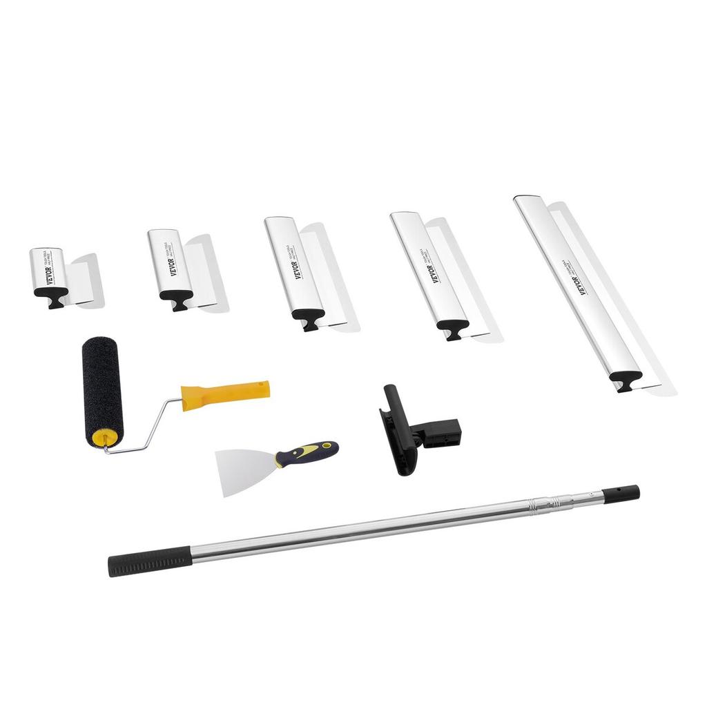 Drywall Skimming Blade Set, 7/10/14/16/24 in Skimming Blades + 34 - 81.6 in Extension Handle Pole, Stainless Steel Knife Professional Skim Coat Tools,