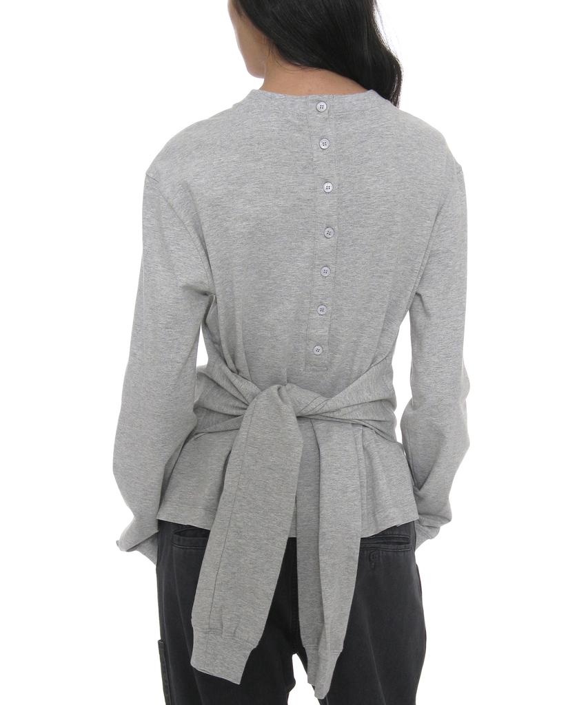 PARTIMENTO WOMEN Layered Sleeve Tie Long Sleeve Top_Melange