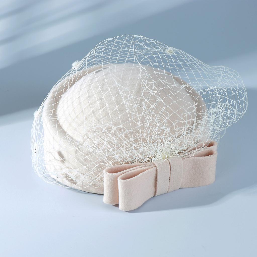 Женская шляпа в французском стиле Сетчатая шляпа Британская свадебная вечеринка Бант Шляпа стюардессы