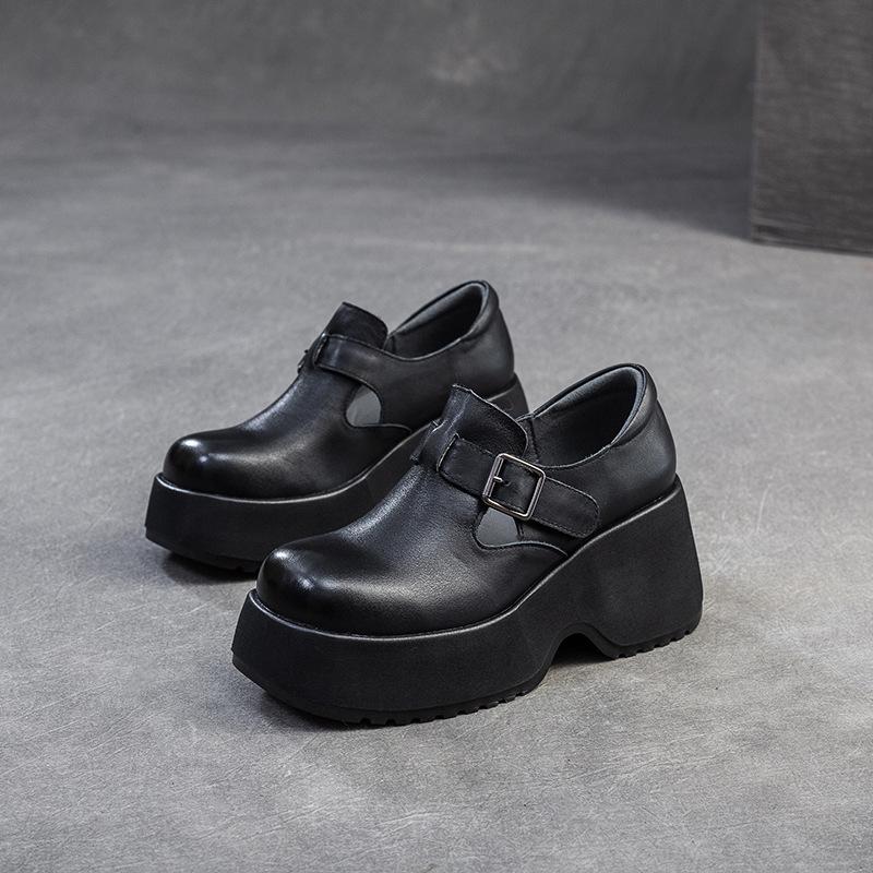 GKTINOO Genuine Leather Square Toe Women's Shoes 2025 Spring New Pumps Simple Thick Sole Casual Comfortable Platform Shoes