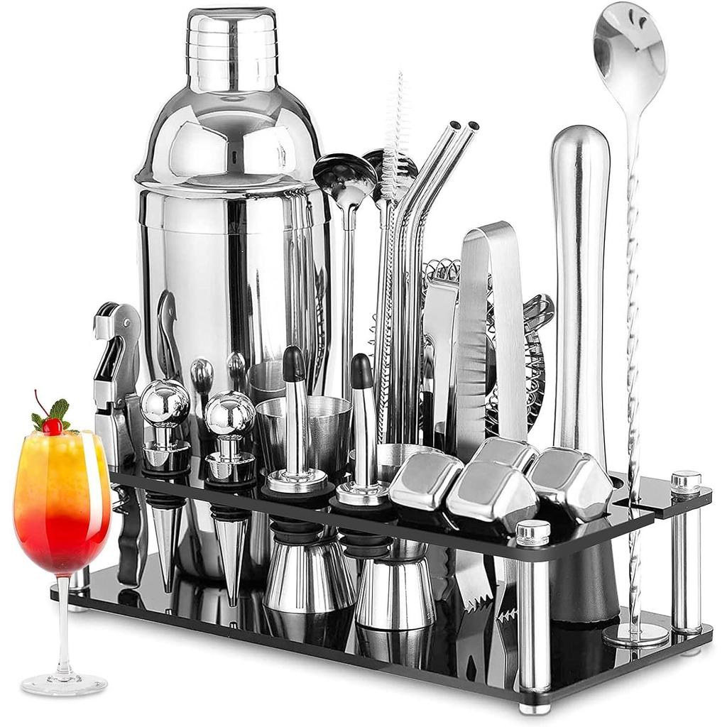 Shaker Set 23-Piece Mixology Bartender Kit, 25oz Stainless Steel Leak-Proof Sturdy Cocktail Shaker Set