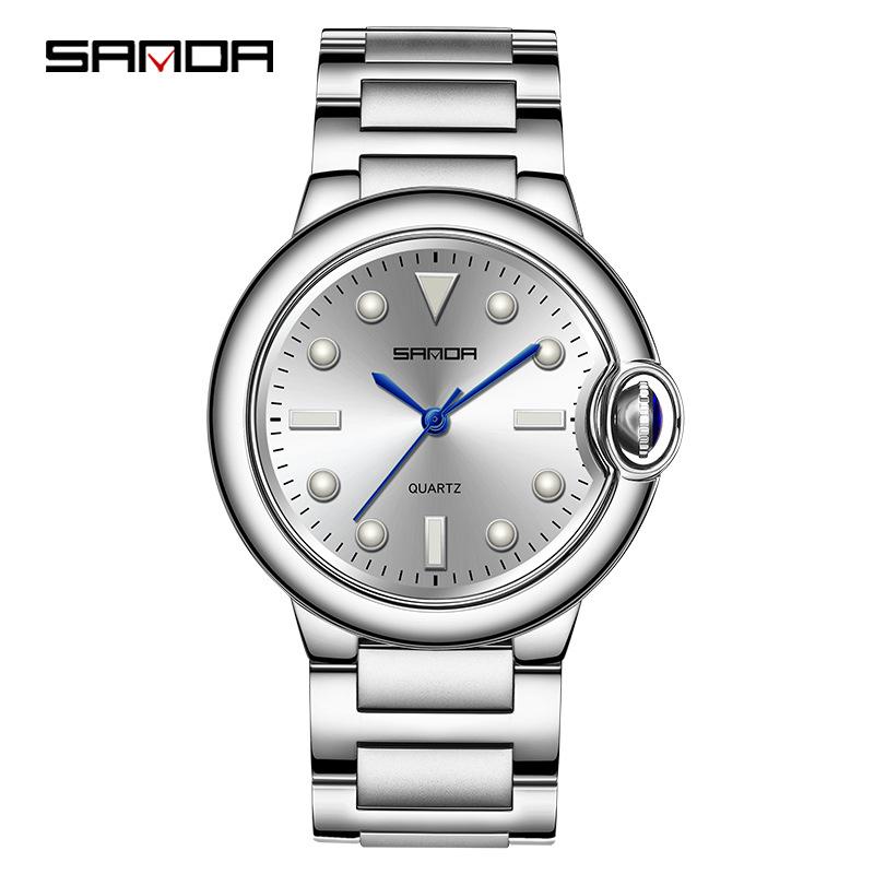 SANDA Couple Trend Cool Men's and Women's Large Dial Waterproof Quartz Watches Fashion Personality Blue Ball Men's Watches