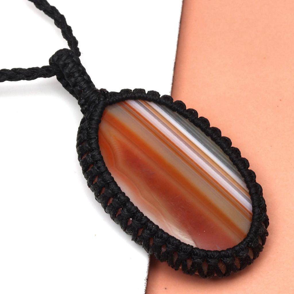 Агатовое ожерелье Красный макраме драгоценный камень Бисерное ожерелье макраме камень красный Ручная работа