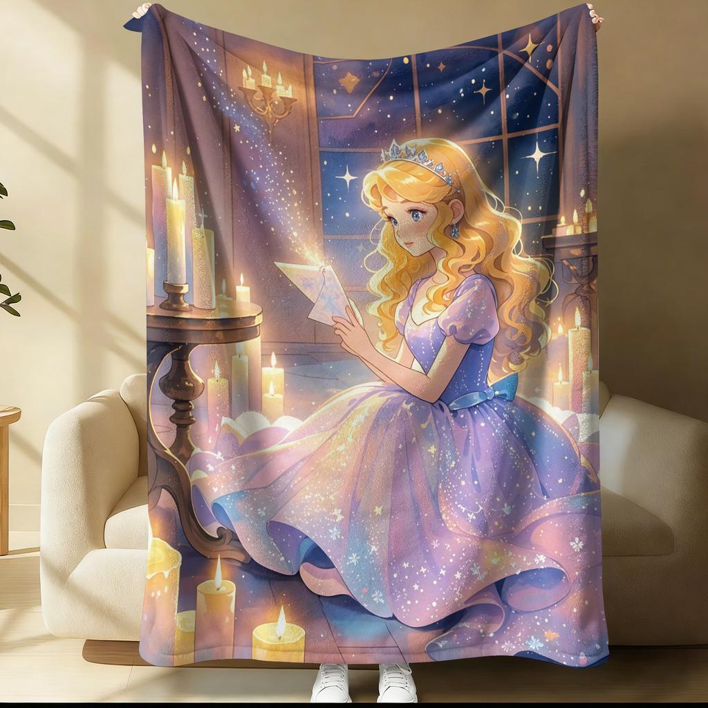 Disney Cinderella Princess Flannel Blanket Dreamy Pumpkin Carriage For Kids Room Nap Throw Blanket Ideal Gift for Friend