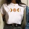 Casual Women's Round Neck T-shirt Lunar Eclipse Printed Women's T-shirt New Eclipse of the Moon Moon Style Women's White T-shirt
