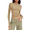 Women's Fashion Solid Colour Round Neck Long Sleeve T-Shirt Top