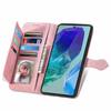 For Samsung Galaxy A16 5G/A16 4G Zipper Wallet Case with Strap Flower Imprint PU Leather Phone Cover
