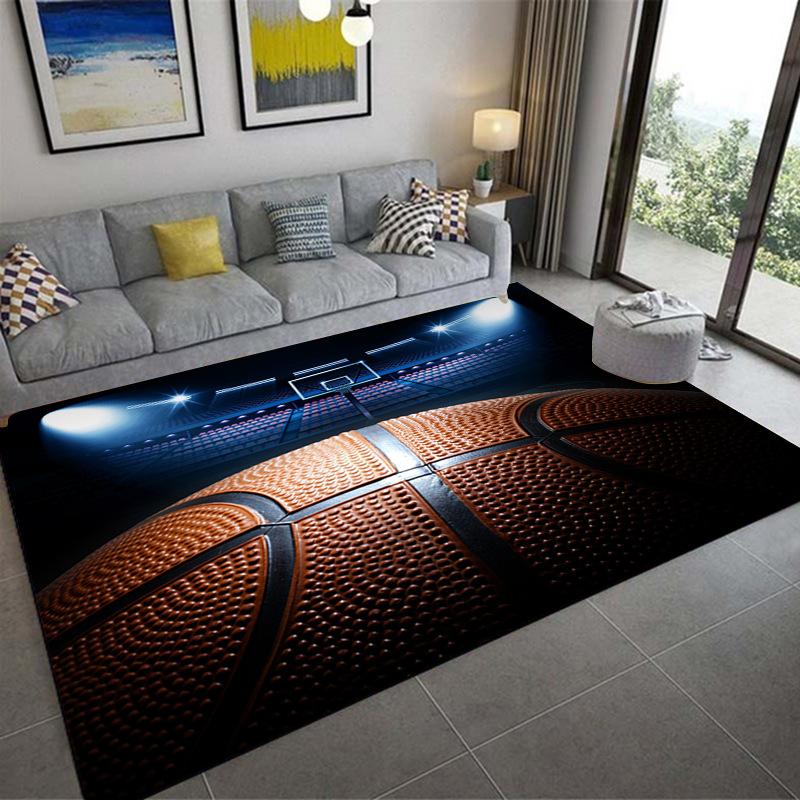 Sports Court Carpet Living Room Coffee Table Floor Mat 3D Bedroom Bedside Blanket Football Basketball Floor