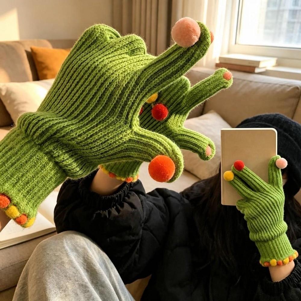 Cycling Winter Cold Proof Knitted Gloves Warm Touchscreen Full Finger Gloves Outdoor