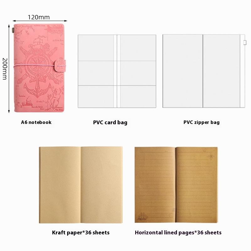 Vintage Strap Handbook Set Creative Note Diary Kraft Paper Notebook