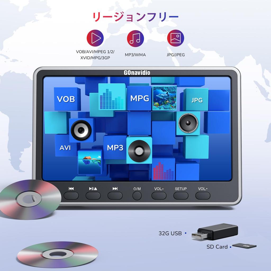 Подголовник GONavidio Монитор DVD Слот В 12-дюймовый HDMI Вход Синхронизация Смартфона Автомобильный DVD-плеер Регион Без Возобновления CPRM 1080P Наушники Динамик USB SD