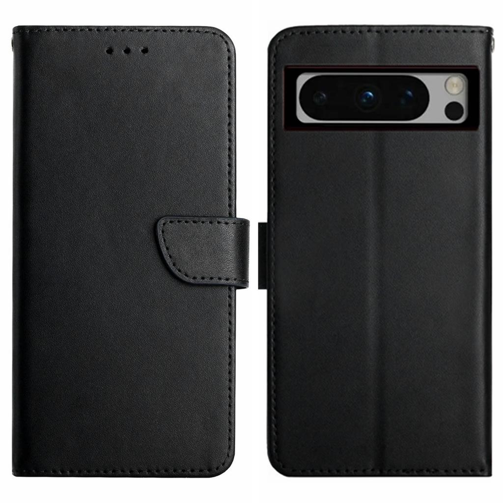 HT02 For Google Pixel 8 Pro Shockproof Wallet Phone Cover Genuine Cow Leather Phone Stand Cover