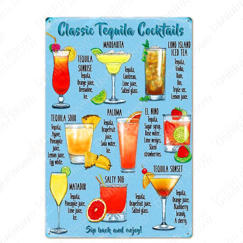 Классический Коктейли Металлический Плакат Московский Мул Старинные Оловянные Вывески Бар Украшения Дома Джин Виски Водка Текила Настенная Художественная Тарелка N365