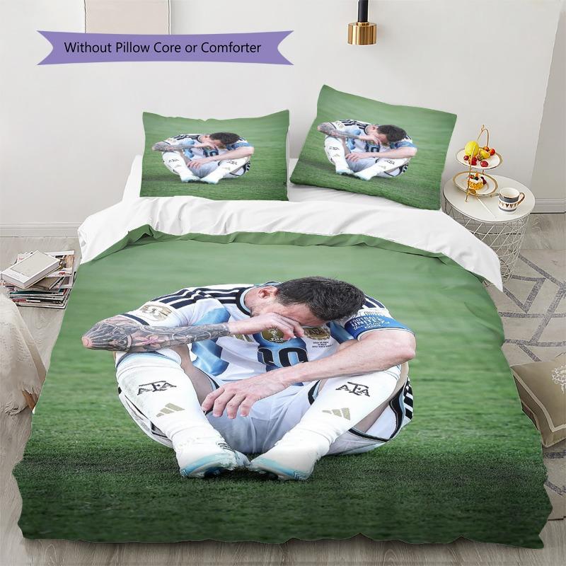 Argentina Football Star Grass Field Portrait Print 3 Pieces Duvet Cover Set National Soccer Bedding Bedroom Decor Without Pillow Core Comforter