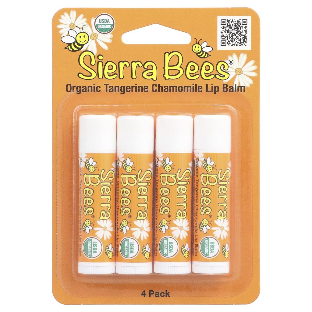 Sierra Bees Органический бальзам для губ, цитрусовая ромашка, 4 шт., 0,15 унции (4,25 г) Каждый