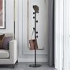 Iron Floor Coat Rack with Marble Accent - Elegant Bedroom Furniture, Storage for Clothes, Caps & Accessories, Metal Shelf