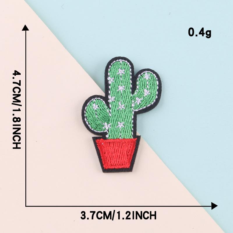 8 Pcs Fruit Style Coco Cactus Shape Cotton Cloth Embroidery Patches Set Embroidered Iron-on Patches Shoes Hat Bag Clothes