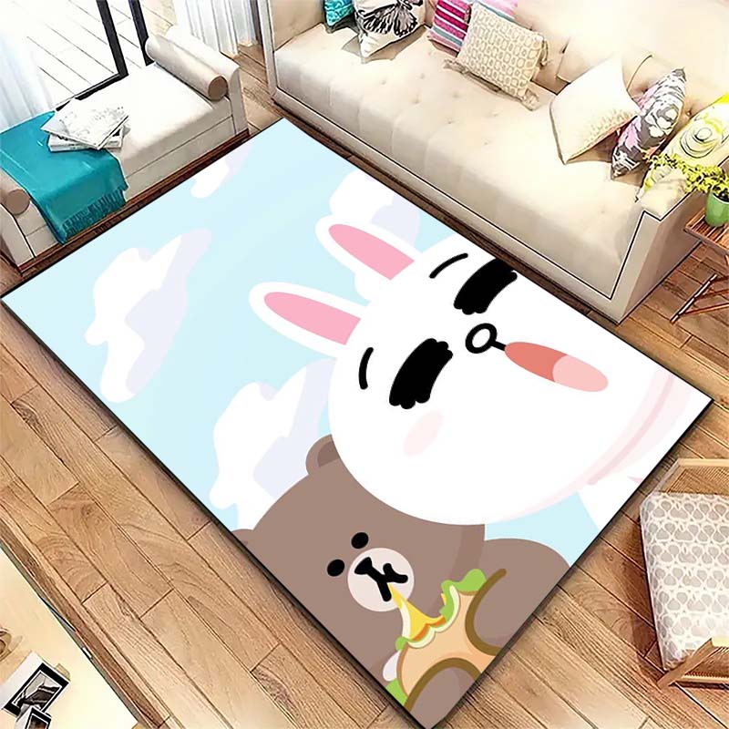 Non-slip decorative rug, cute cartoon welcome mat, Line Friends series pattern, a gift for friends and family.