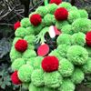 13 Inch Christmas Green Elf Wreath for Front Door Plush Pompom Ball Wreath with Wooden Elf Hand for Winter Wall Window Fireplace Door Tree Decor