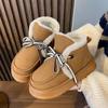 Fashion Thick Plush Snow Boots Women's Thick Soled Cotton Boots Winter New Retro Lace Up Warm Comfort Ankle Boot Women Anti Slip Boots