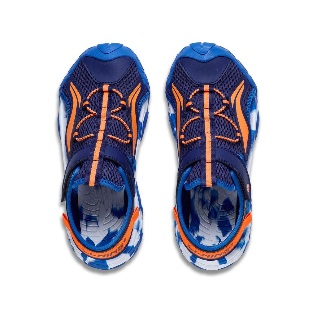 Li Ning Kids Sports Lifestyle Series Synthetic Leather Fashion Versatile Breathable Low-Top Sandals Kids Sandals Blue YKUT032-15