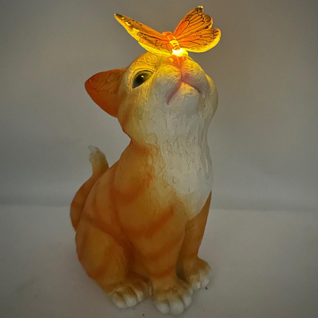 Solar-Powered Resin  Figurine Night Light Realistic Animal Sculpture Garden Decorative Ornament