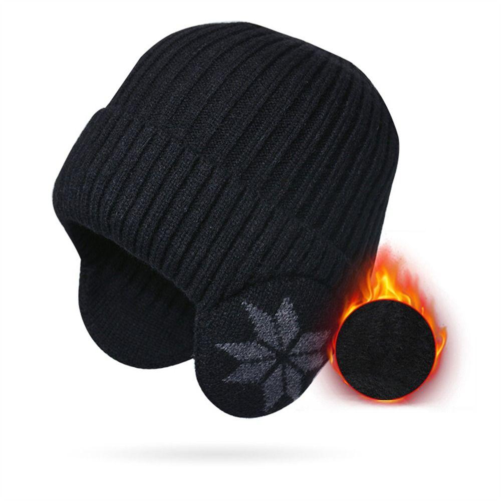 Soft Plush Knitted Hat Thickened Ski Beanie Hat Fashion Plain Hats  Sports