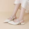 2025 New Shallow Mouth Medium Thick Heel Fashion Pointed Sandals Empty Single Shoes Women's Bag Head Heel Mary Jane Shoes Women's Shoes