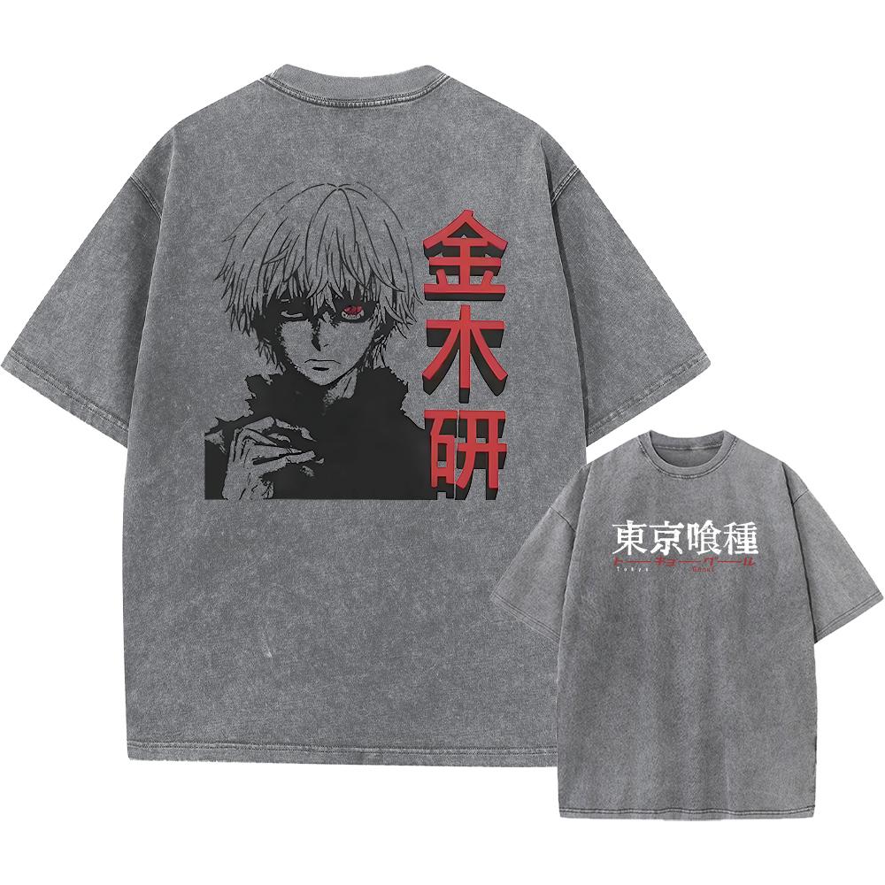 Аниме Tokyo Ghoul Kaneki Ken Графический принтованная кислотная футболка для мужчин Содержит хлопковую стираную футболку Горячая футболка Manga Harajuku унисекс