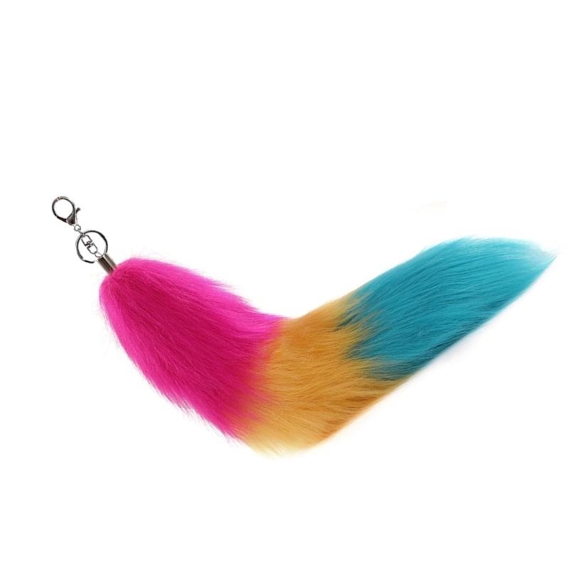 Faux Furs Foxes Tail Keychain Cosplays Toy Handbag Accessorie Bag Keyring Hook Pendant Charm Furs Car Keychain Gifts